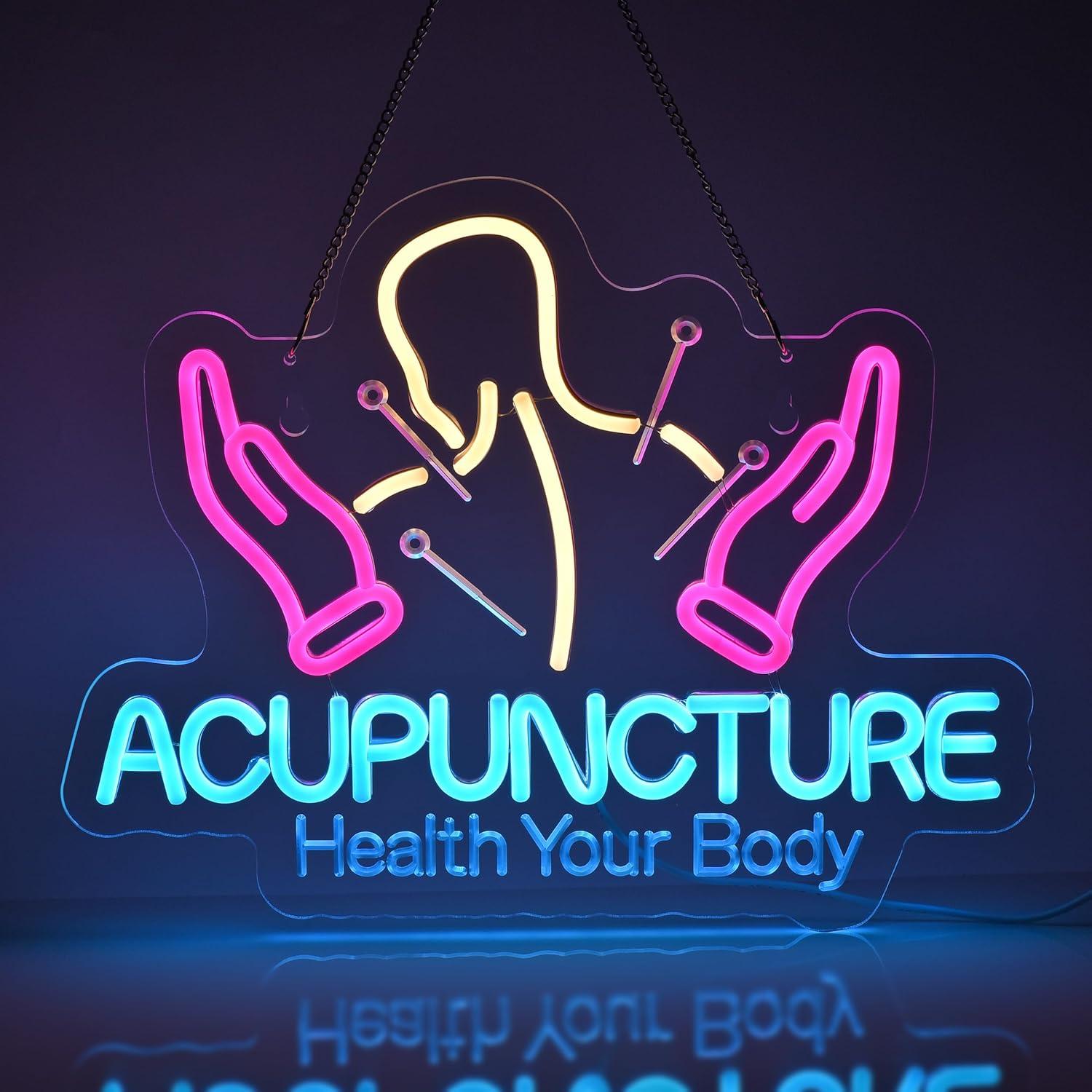 Spa And Wellness Center - Akupunktur-Neonschild USB Dimmbare LED-Leuchten für Körperentspannung,