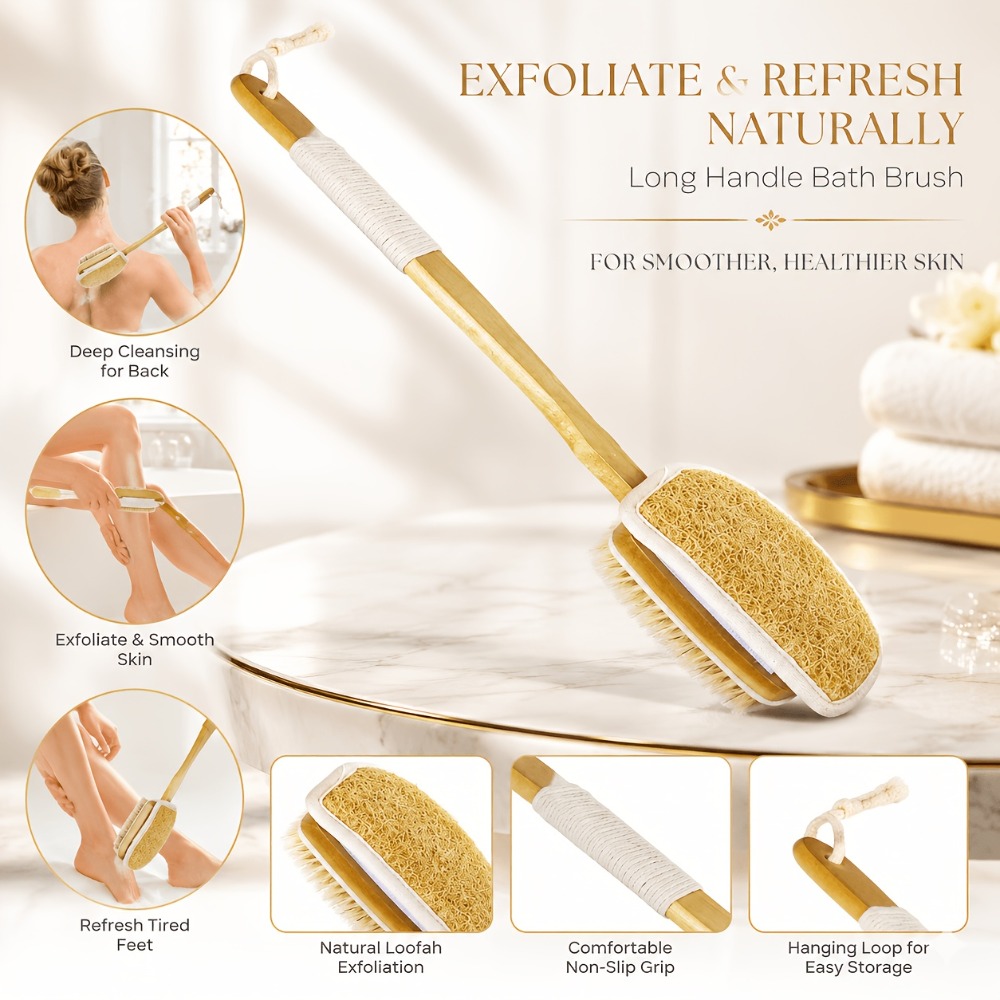 Holz-Badebürste mit langem Gri – Body Loofah Natural Bewertung und Preis